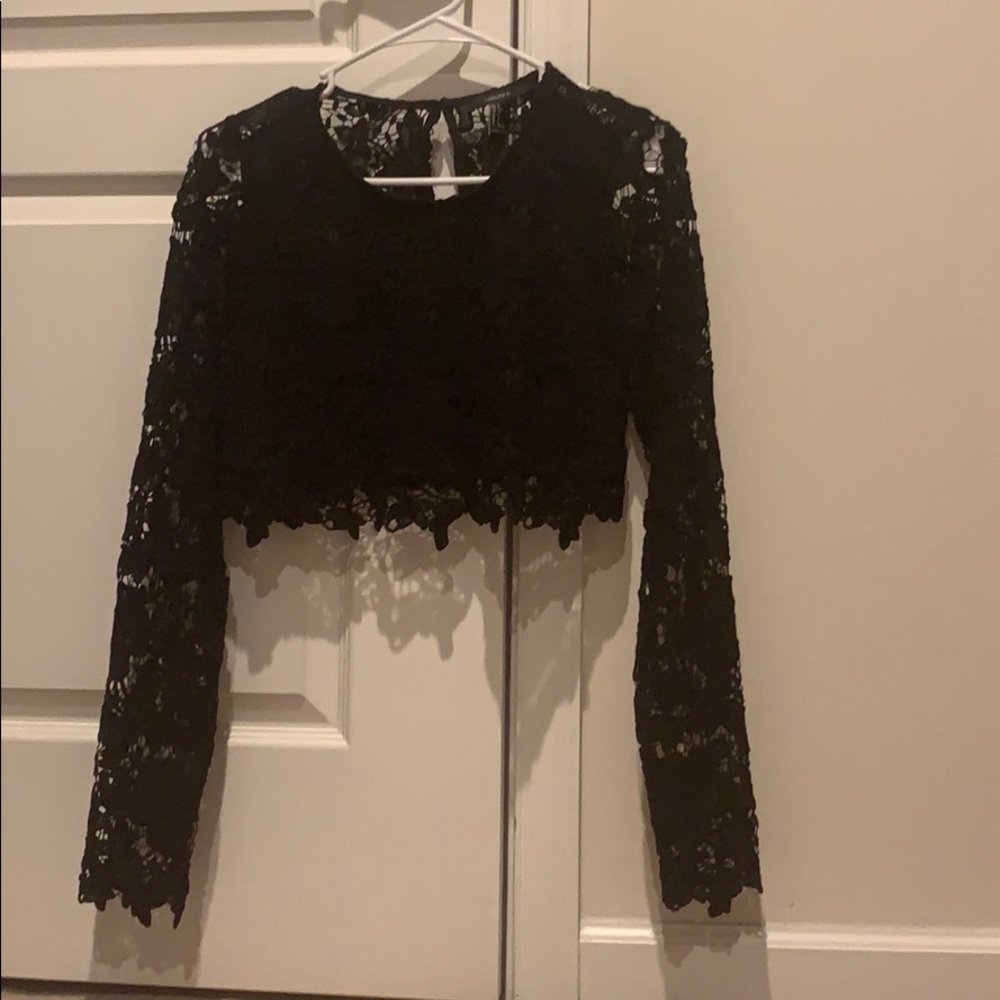 Black lace crop top